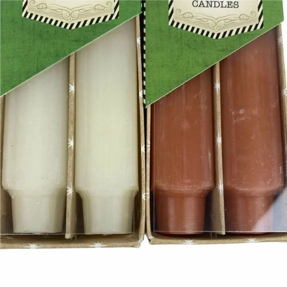 Root Holiday Traditions Square Dinner Candles 9 in Ivory Rust (4 Candles Total)‎